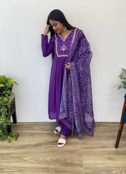 Dark Wine Chanderi Cotton Anarkali Gown with Taby Silk Dupatta 7