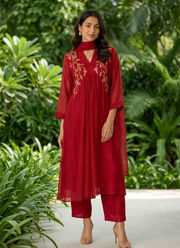 Mul Chanderi Kurta Pant Dupatta Set 10