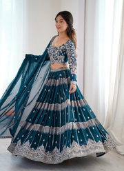 Faux Georgette Lehenga Choli with Embroidered Dupatta 7