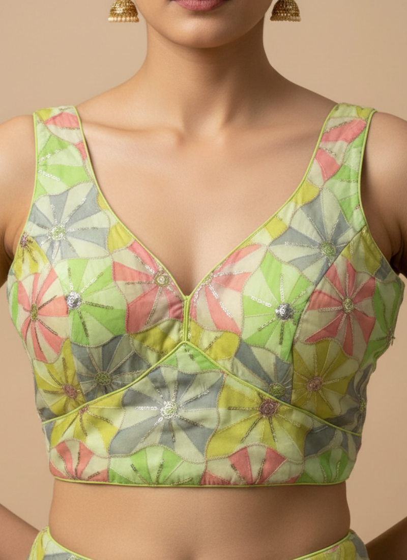 Stylish Crepe Back-Open Party Blouse