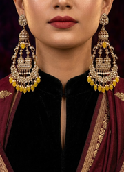 Yellow Kundan Earrings 7