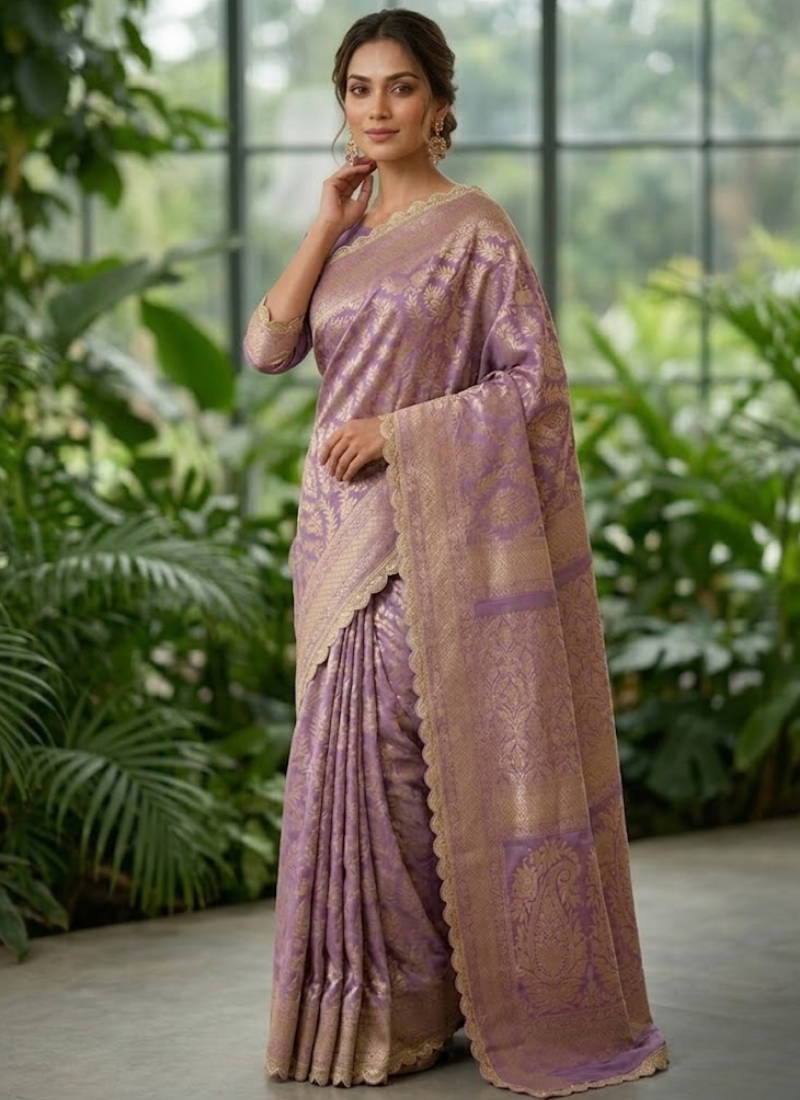 Katan Silk Saree with Stitched Blouse