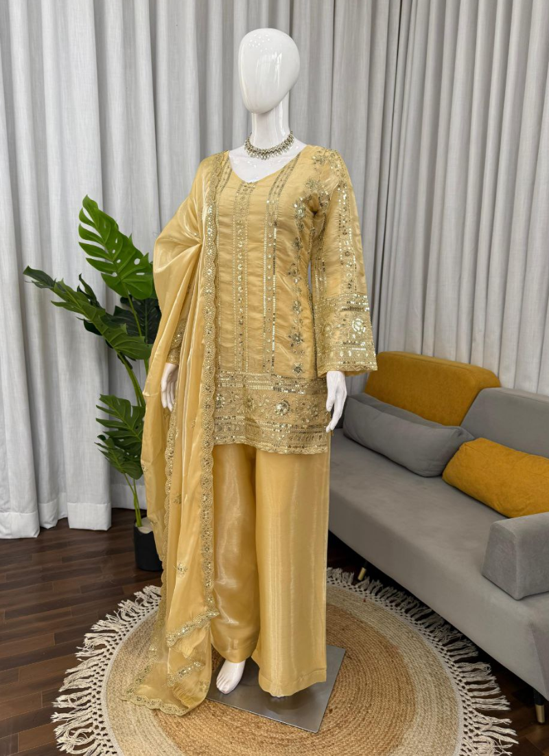 JMC Silk Palazzo Suit with Sequin &amp; Thread Work