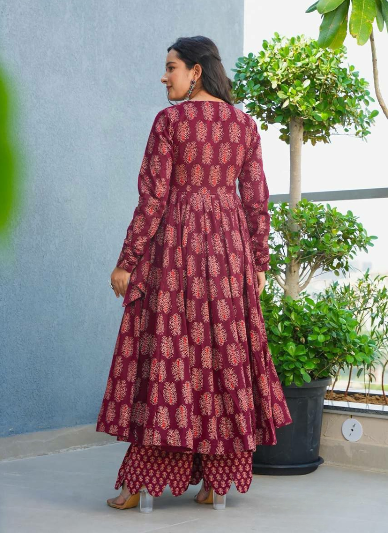 Heavy Rayon Anarkali Dress with Digital Print & Wide Flair