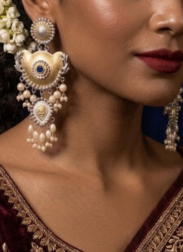 Silver Polished Blue Earrings