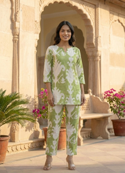 Women’s Green Printed Salwar Kamiz Co-Ord Set 6