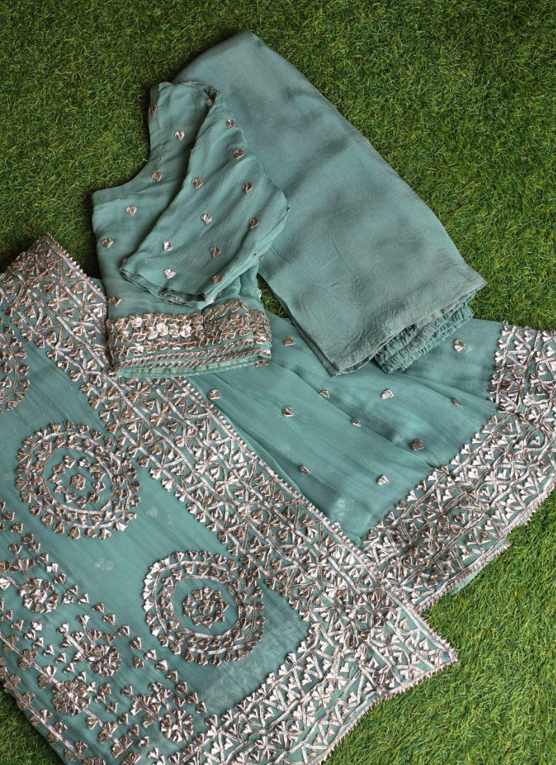 Handmade Gotapatti Saree – Stitched Blouse & Petticoat