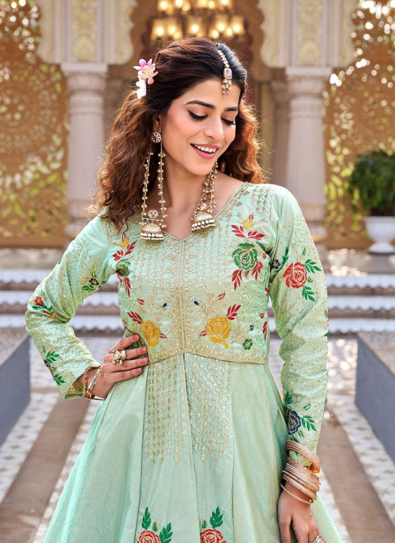 Satin Silk Lehenga Choli with Sequin Embroidery