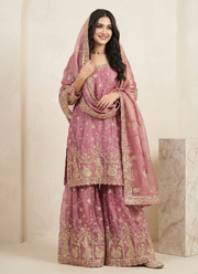 NC Moss Silk Palazzo Suit with Sequins & Zari Embroidery + Dupatta 6