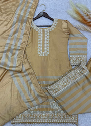 Velvet Embroidered Palazzo Suit with Twill Net Dupatta 7