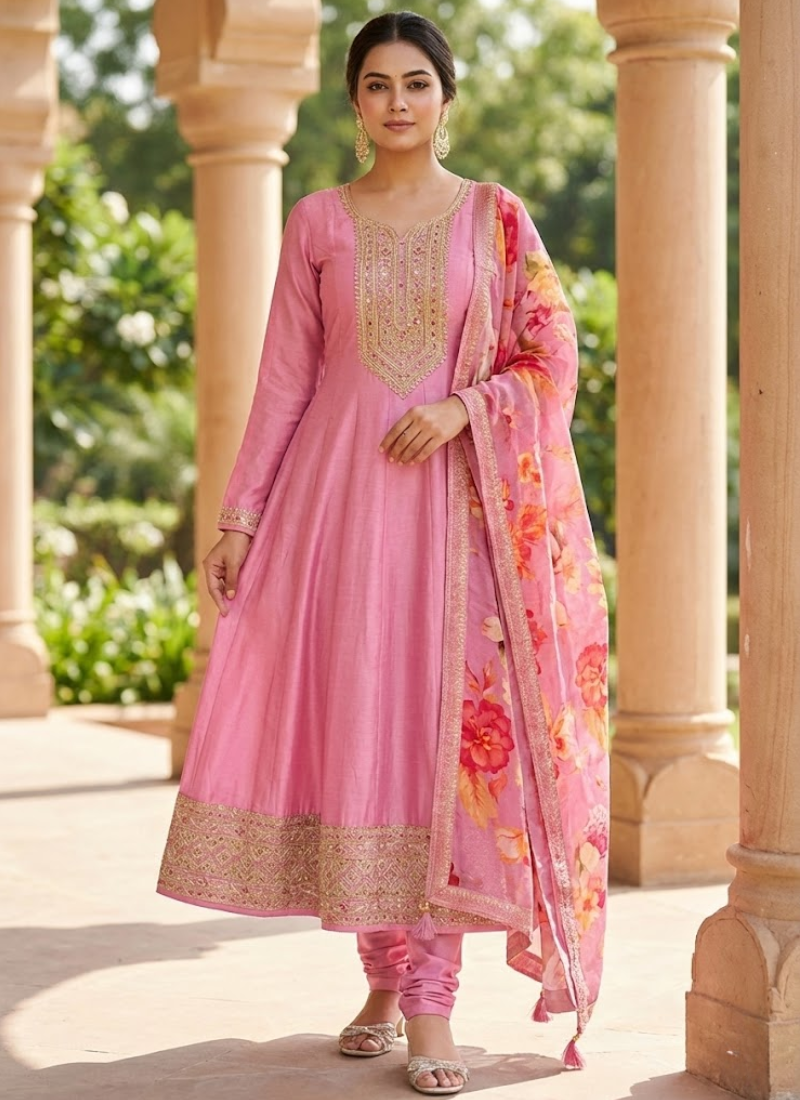 Elegant 50” Anarkali Suit with Classic Silhouette