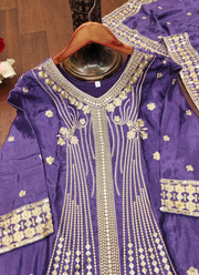 Sharara Suit in Chinon with Sequins Embroidery Work + Dupatta 7