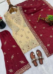 GMY Silk Palazzo Suit with Heavy Sequins Embroidery + Dupatta 7