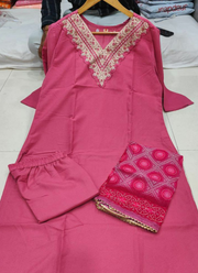 Rayon Embroidered Punjabi Suit Set with Pant & Taby Dupatta (Sizes M–XXL) 7
