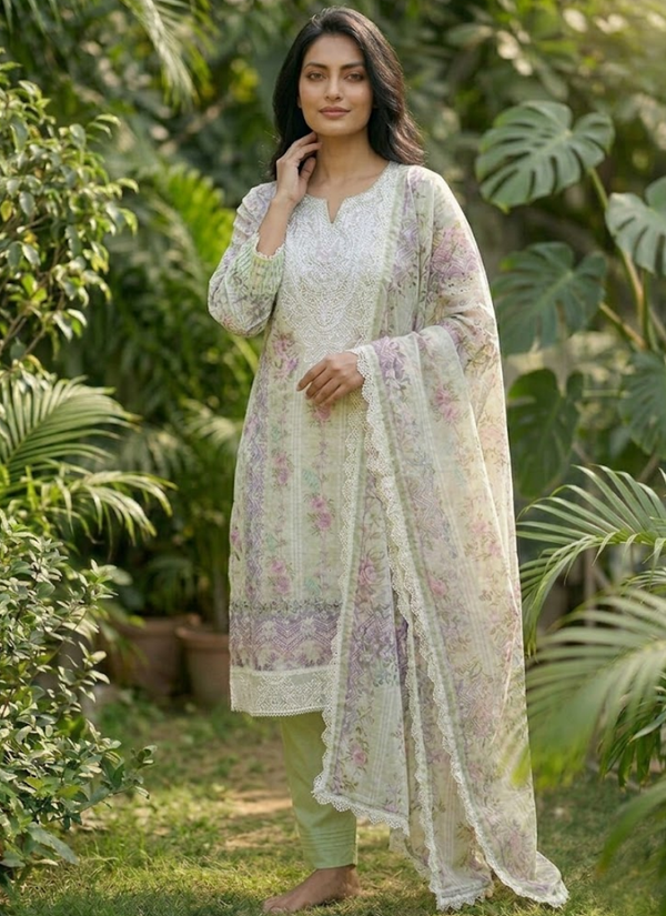 Lawn Cotton Salwar Kameez with Chiffon Dupatta