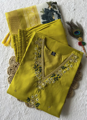 Roman Silk Punjabi Suit with Handwork & Digital Print Chanderi Dupatta 6