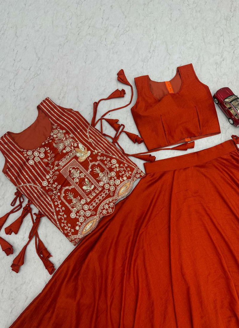 Vichitra Silk Lehenga Choli with Embroidered Shrug