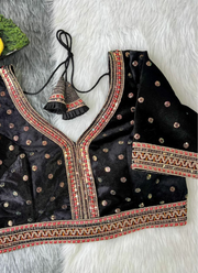Heavy Velvet Bridal Blouse with Glitter Sequence Work 7