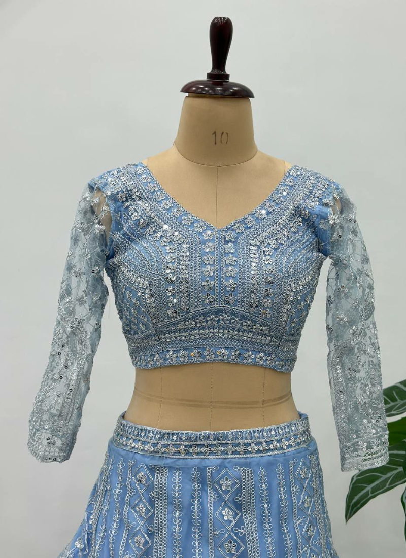 Butterfly Net Bridal Lehenga Choli with Sequins & Codding Embroidery + Dupatta