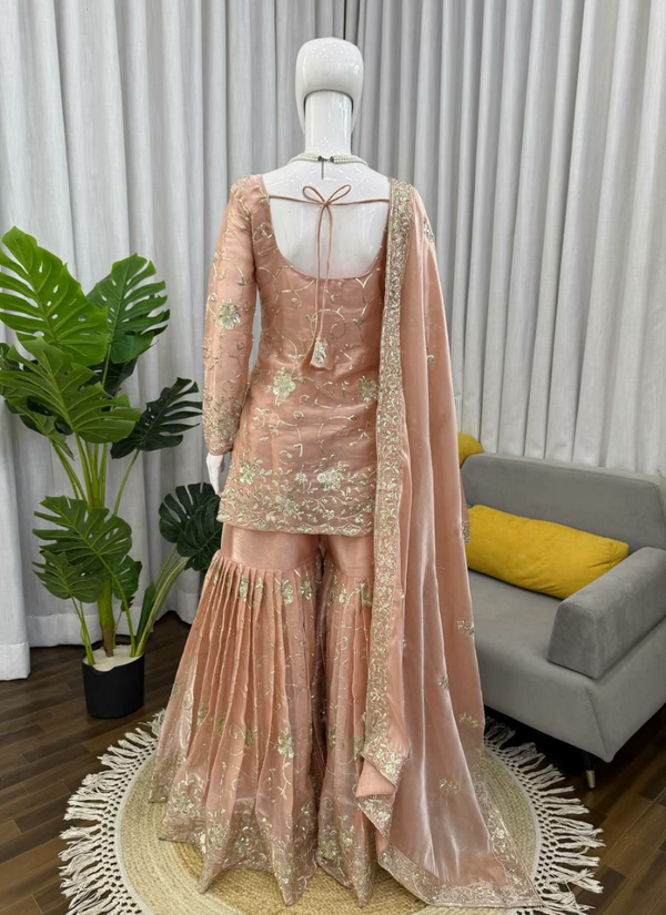 JMC Silk Sharara Set with Embroidered Dupatta