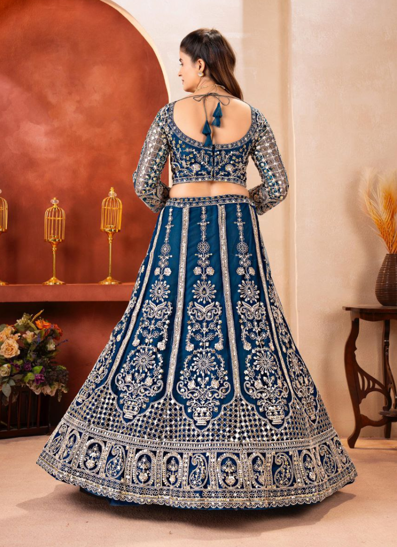 Butterfly Net Cocktail Lehenga Choli with Sequins Embroidery + Dupatta