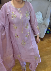 Light Onion Pink Silk Salwar Kameez with Zari Work 6