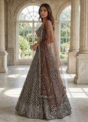 Premium Net Cocktail Lehenga Choli with Heavy Sequins Embroidery + Dupatta 3