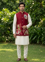 Men’s Malai Satin Koti Set | Indian men Traditional Dress Online Australia 7