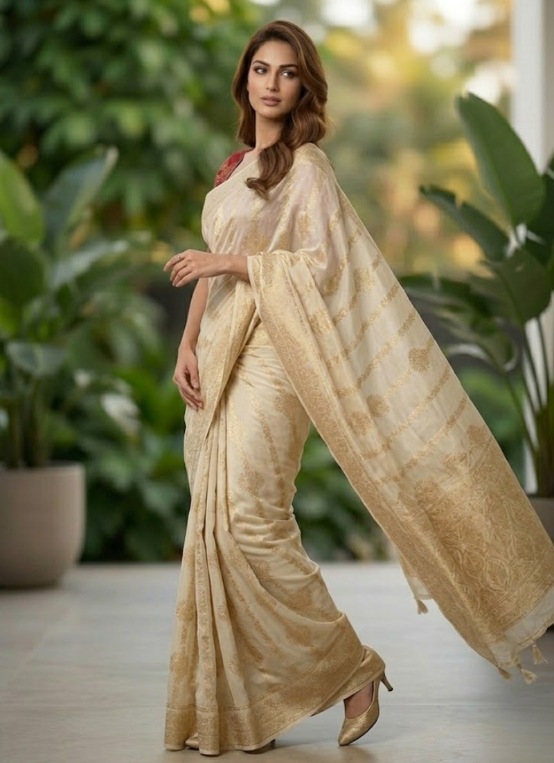 Banarasi Viscose Georgette Saree – Handwoven Designer Elegance - View 7