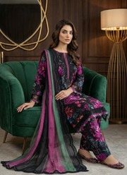 Pakistani Lawn Cotton Salwar Kameez with Chiffon Dupatta 3