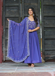 Luxury Faux Blooming Anarkali Dress with Sequins Embroidery 7