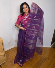 Bangladeshi Jamdani Saree – Kodom Full Design Purple 7
