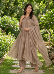 Pure Mul Chanderi Kurta Pant Dupatta Set 9