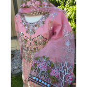Pink Pakistani Anarkali Suit – Net Fabric with Embroidery 12