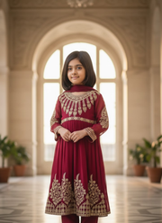 Red Chiffon Anarkali Dress for Kids – Festive Wear 8
