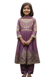 Light Purple Chiffon Anarkali Dress for Kids – Luxe Occasionwear 1