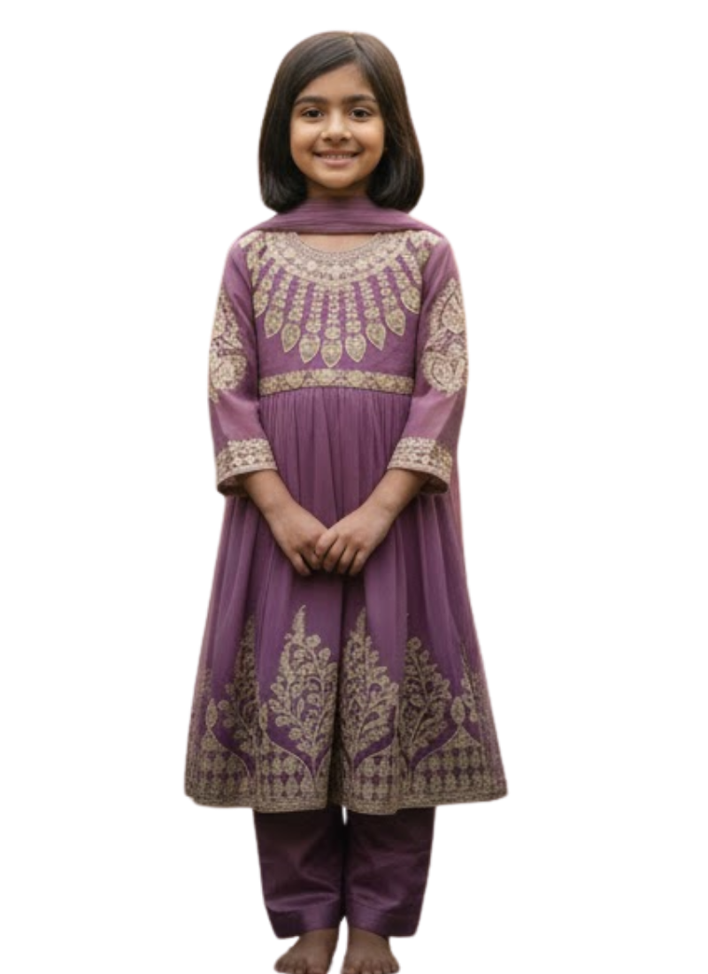 Light Purple Chiffon Anarkali Dress for Kids – Luxe Occasionwear