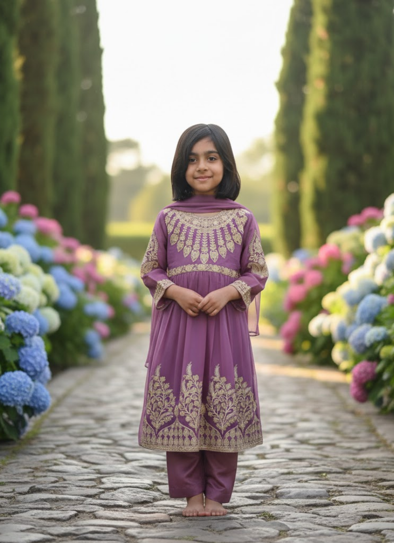 Light Purple Chiffon Anarkali Dress for Kids – Luxe Occasionwear