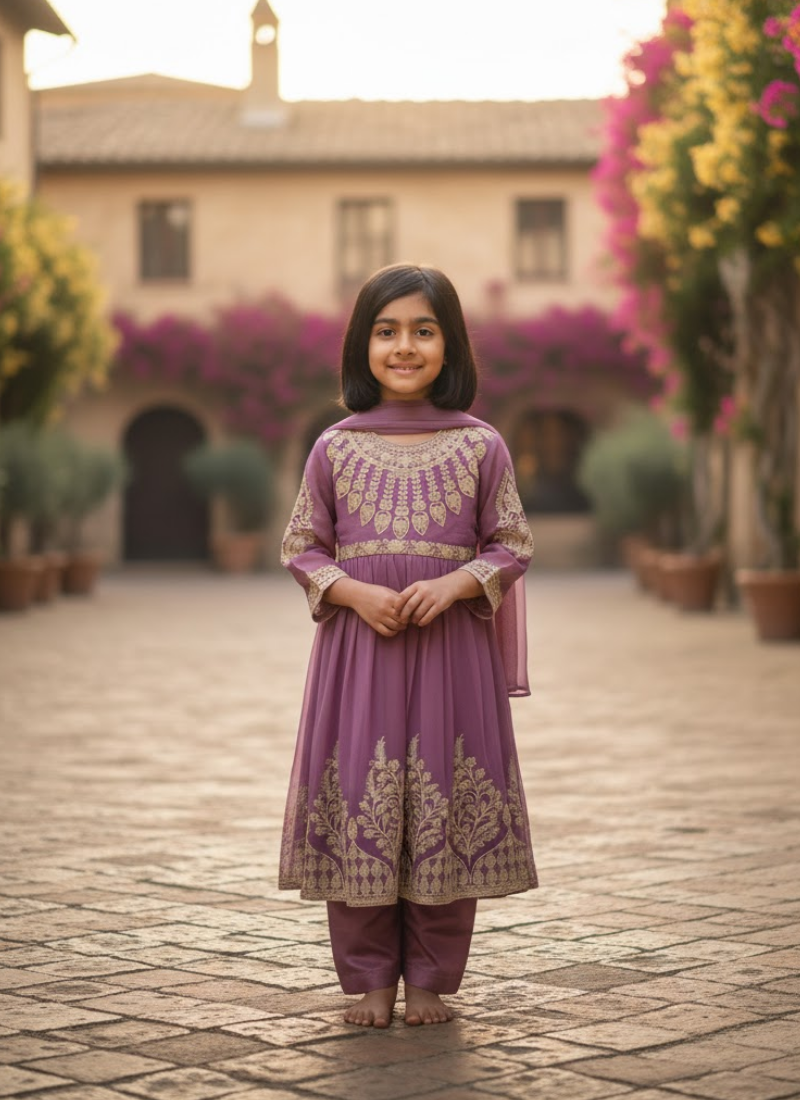 Light Purple Chiffon Anarkali Dress for Kids – Luxe Occasionwear
