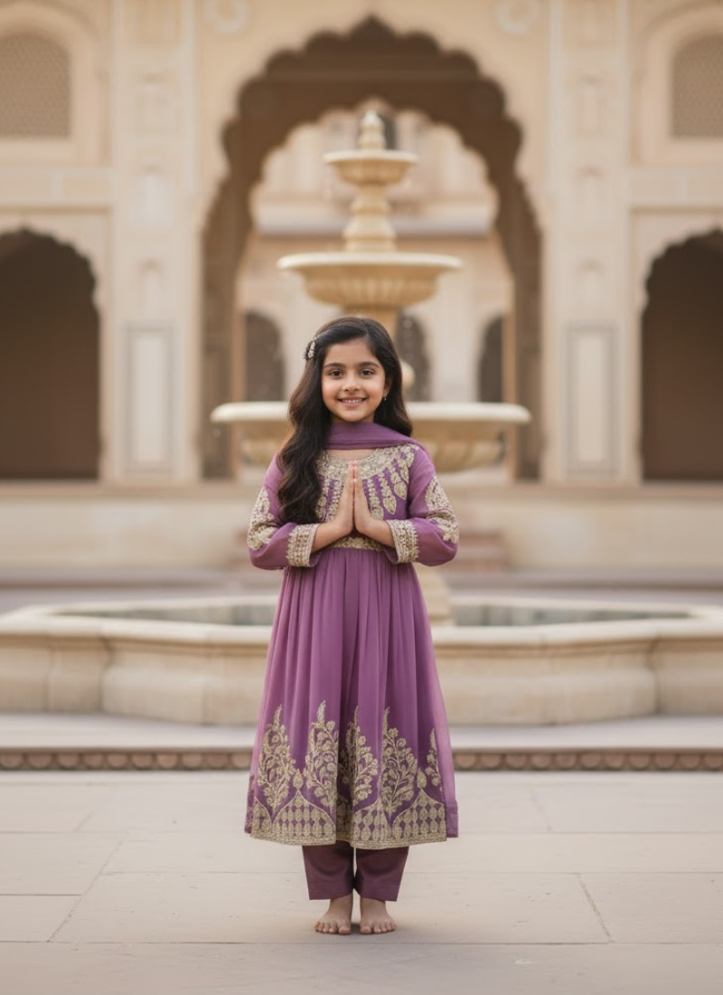 Light Purple Chiffon Anarkali Dress for Kids – Luxe Occasionwear