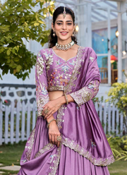 Pure Vichitra Embroidered Lehenga Choli Set 4