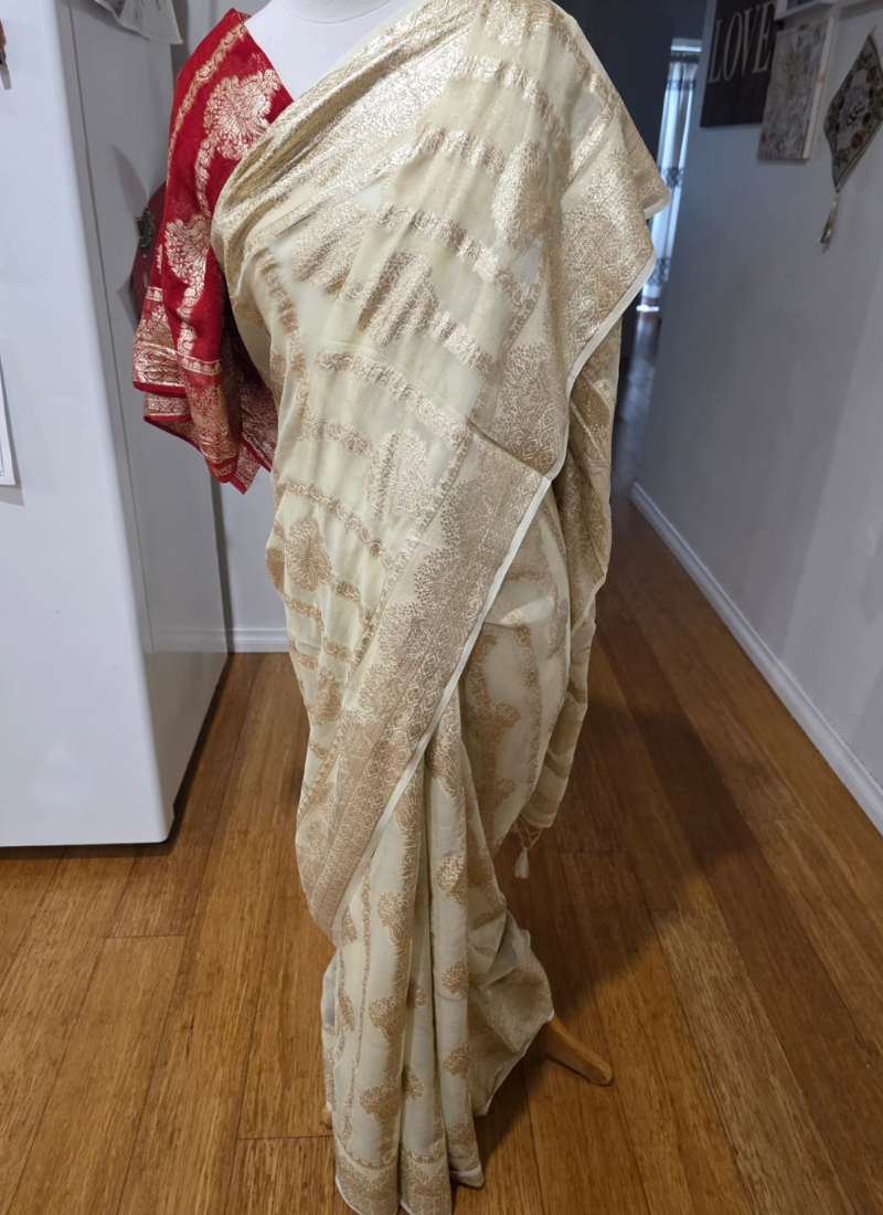 Banarasi Viscose Georgette Saree – Handwoven Designer Elegance - View 8