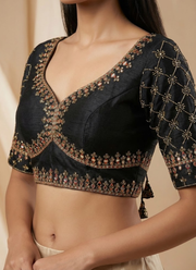 Italian Silk Women’s Blouse with Jari, Sequins & Beads Work 4