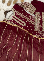 Faux Georgette Palazzo Suit with Sequins Embroidery + Dupatta 8