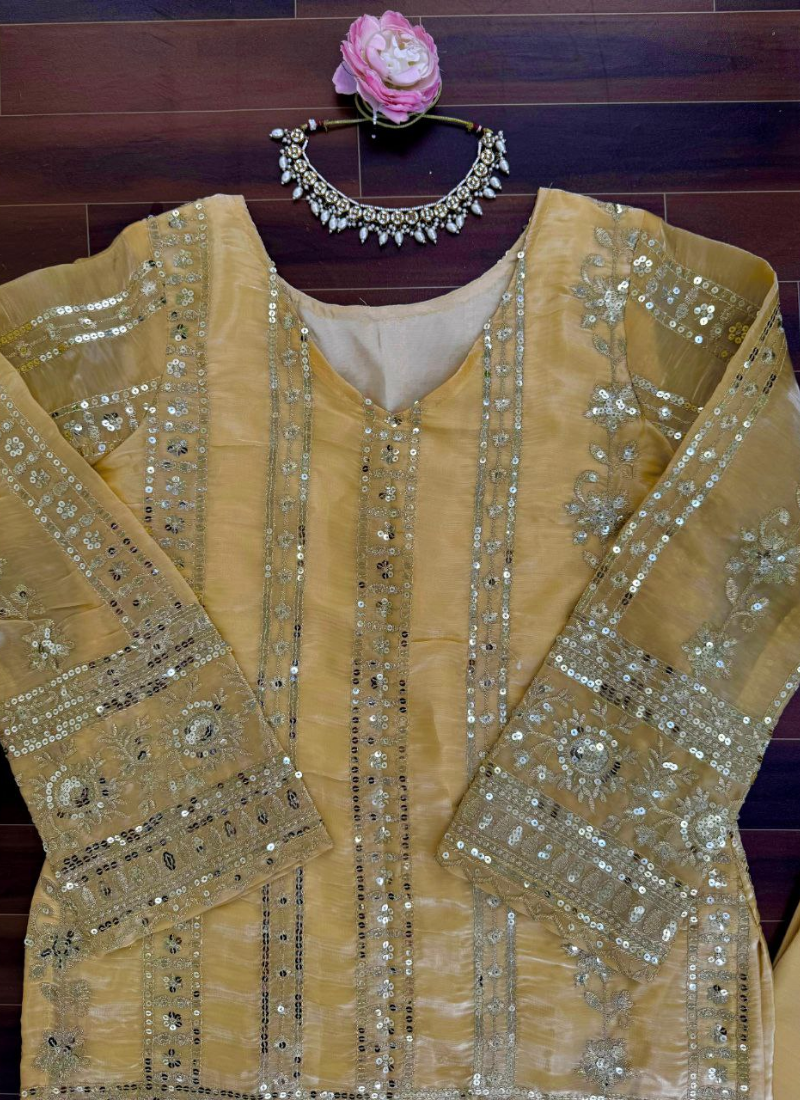 JMC Silk Palazzo Suit with Sequin &amp; Thread Work