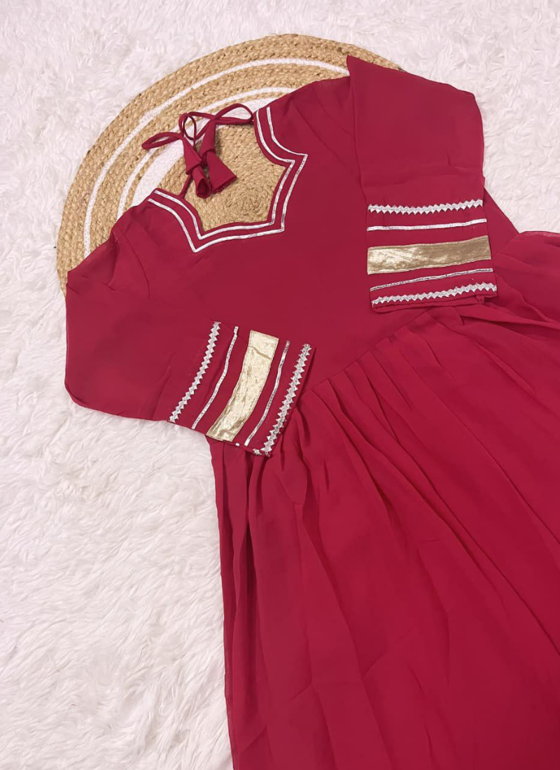 Georgette Silk Anarkali Salwar Kameez with Gotta Patti Work
