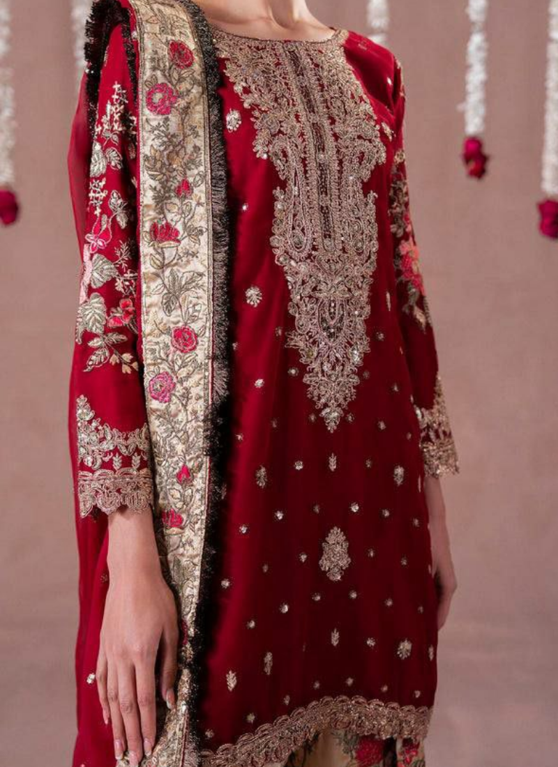 Georgette Patiyala Set with Mirror Embroidery