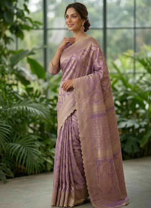 Katan Silk Saree with Stitched Blouse