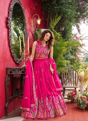 Pure Vichitra Embroidered Lehenga Choli Outfit 4