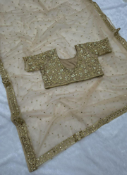 Butterfly Soft Net Saree with Real Mirror & Embroidered Blouse Fabric 8
